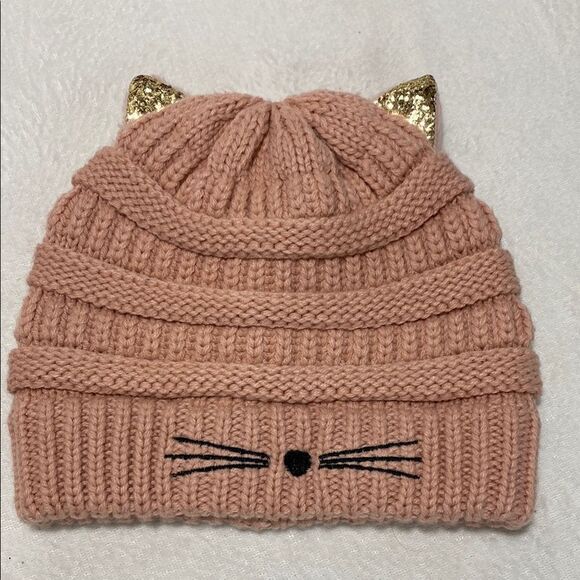 Kids' Cozy Knit Beanie Set - Gray and Pink - Picture 5 of 5